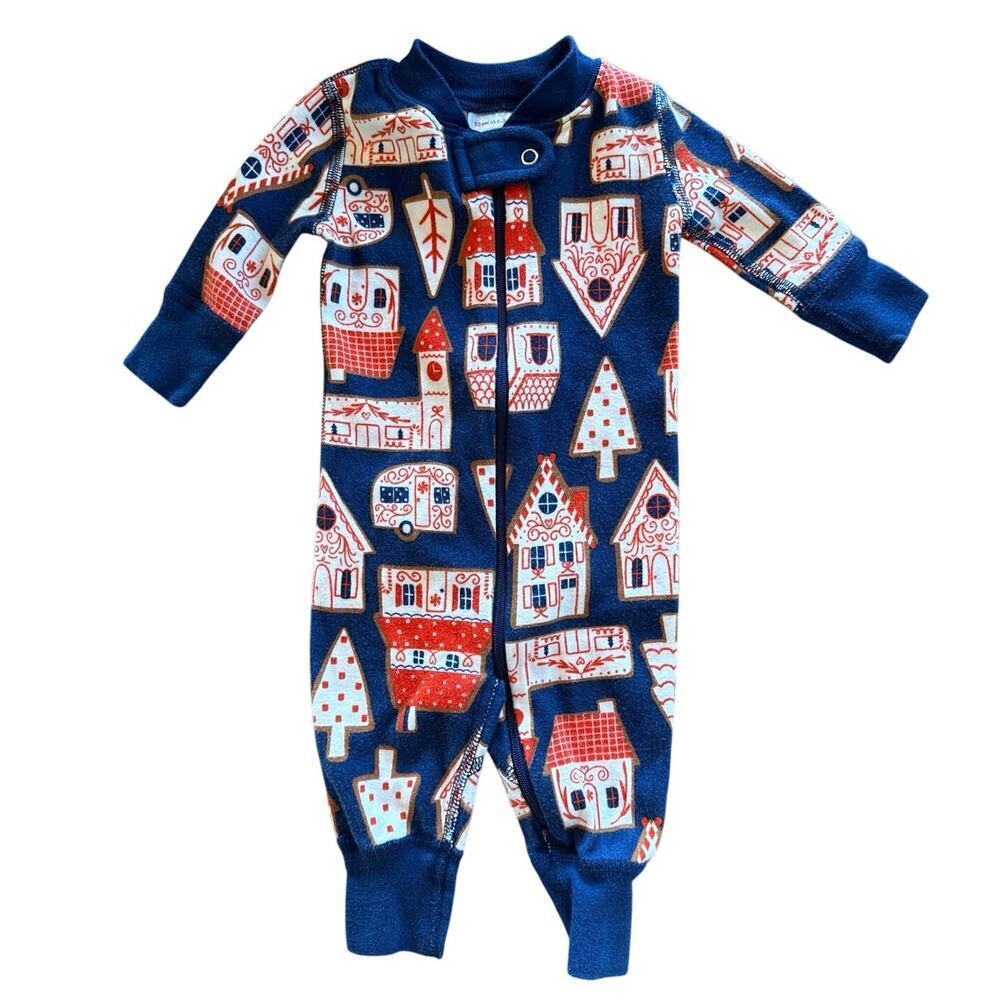 Hanna Andersson Baby Zip Sleeper Gingerbread Holiday Pajamas Size 50 0-3 months